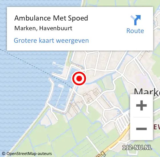 Locatie op kaart van de 112 melding: Ambulance Met Spoed Naar Marken, Havenbuurt op 22 februari 2024 18:13