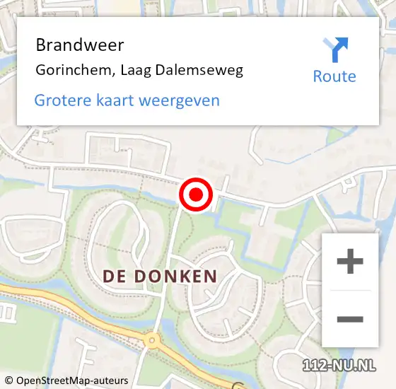 Locatie op kaart van de 112 melding: Brandweer Gorinchem, Laag Dalemseweg op 22 februari 2024 18:24