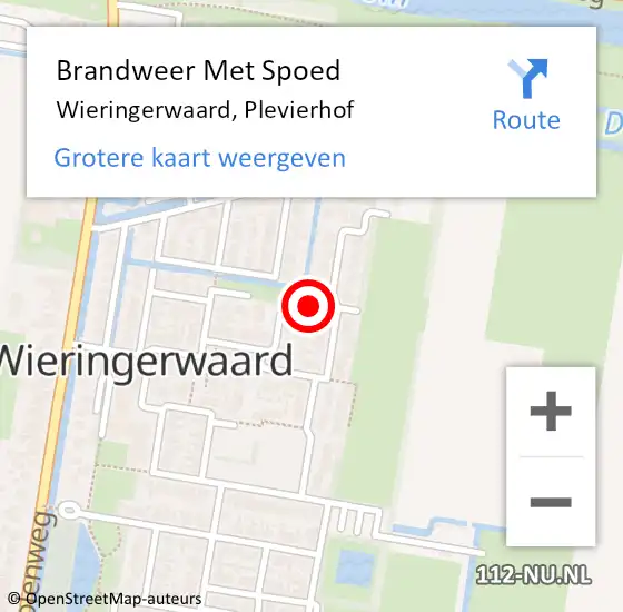 Locatie op kaart van de 112 melding: Brandweer Met Spoed Naar Wieringerwaard, Plevierhof op 22 februari 2024 18:56
