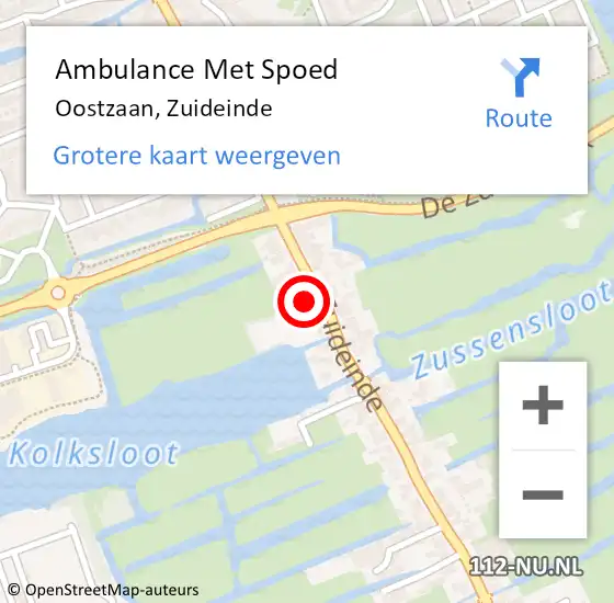 Locatie op kaart van de 112 melding: Ambulance Met Spoed Naar Oostzaan, Zuideinde op 22 februari 2024 18:57