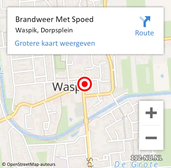 Locatie op kaart van de 112 melding: Brandweer Met Spoed Naar Waspik, Dorpsplein op 22 februari 2024 18:59