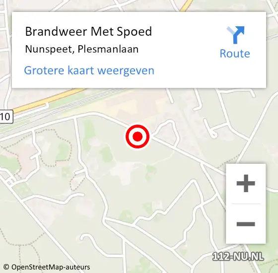 Locatie op kaart van de 112 melding: Brandweer Met Spoed Naar Nunspeet, Plesmanlaan op 22 februari 2024 19:02