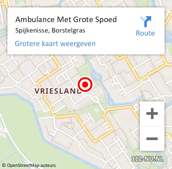 Locatie op kaart van de 112 melding: Ambulance Met Grote Spoed Naar Spijkenisse, Borstelgras op 22 februari 2024 19:20