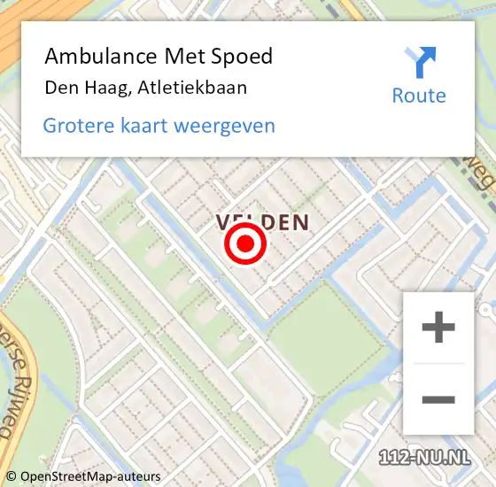 Locatie op kaart van de 112 melding: Ambulance Met Spoed Naar Den Haag, Atletiekbaan op 22 februari 2024 19:25