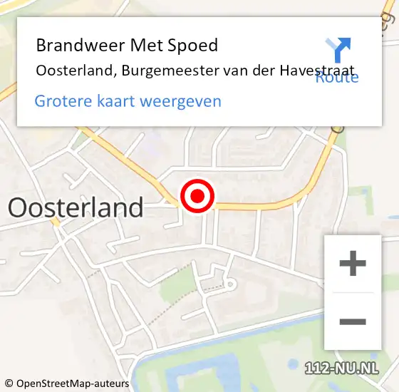 Locatie op kaart van de 112 melding: Brandweer Met Spoed Naar Oosterland, Burgemeester van der Havestraat op 22 februari 2024 19:39