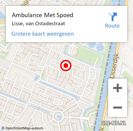 Locatie op kaart van de 112 melding: Ambulance Met Spoed Naar Lisse, van Ostadestraat op 22 februari 2024 19:51