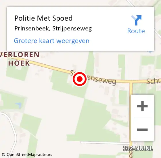 Locatie op kaart van de 112 melding: Politie Met Spoed Naar Prinsenbeek, Strijpenseweg op 22 februari 2024 20:47