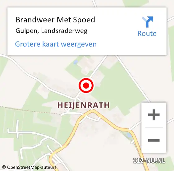 Locatie op kaart van de 112 melding: Brandweer Met Spoed Naar Gulpen, Landsraderweg op 22 februari 2024 20:49