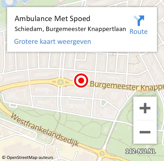 Locatie op kaart van de 112 melding: Ambulance Met Spoed Naar Schiedam, Burgemeester Knappertlaan op 22 februari 2024 21:08