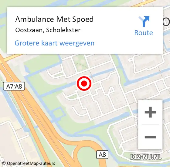 Locatie op kaart van de 112 melding: Ambulance Met Spoed Naar Oostzaan, Scholekster op 22 februari 2024 21:22