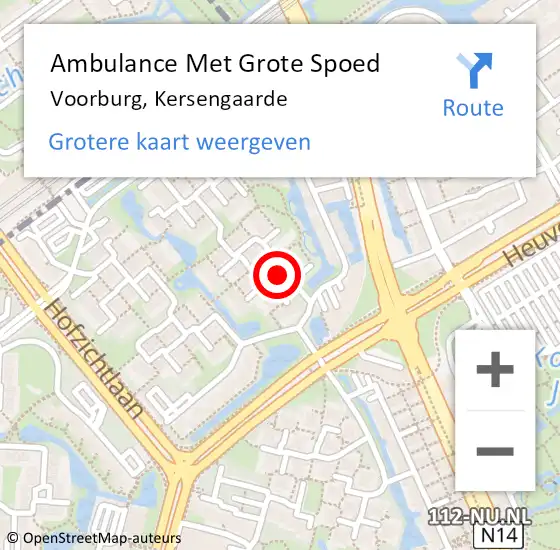 Locatie op kaart van de 112 melding: Ambulance Met Grote Spoed Naar Voorburg, Kersengaarde op 22 februari 2024 21:23