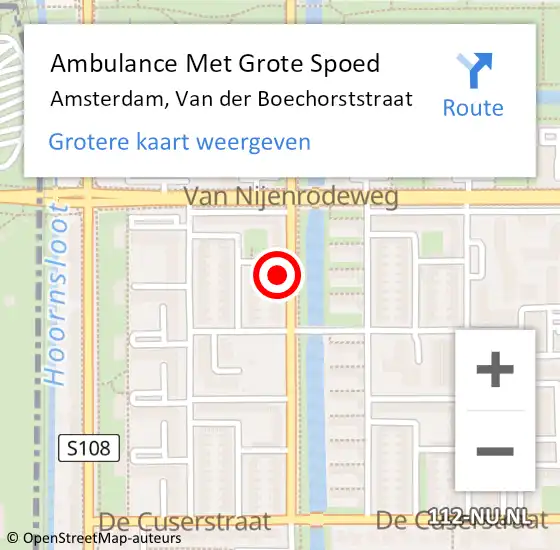 Locatie op kaart van de 112 melding: Ambulance Met Grote Spoed Naar Amsterdam, Van der Boechorststraat op 22 februari 2024 21:24