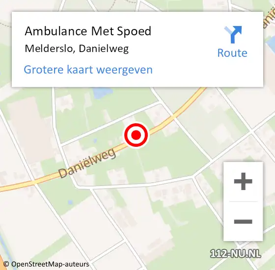 Locatie op kaart van de 112 melding: Ambulance Met Spoed Naar Melderslo, Danielweg op 26 september 2014 19:39