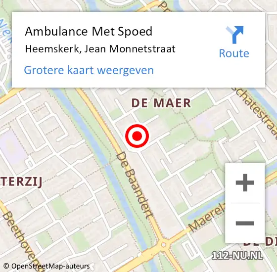 Locatie op kaart van de 112 melding: Ambulance Met Spoed Naar Heemskerk, Jean Monnetstraat op 22 februari 2024 21:42