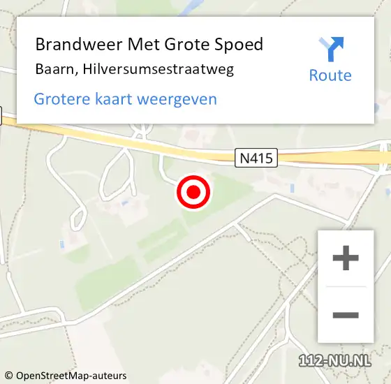 Locatie op kaart van de 112 melding: Brandweer Met Grote Spoed Naar Baarn, Hilversumsestraatweg op 22 februari 2024 21:42