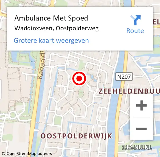 Locatie op kaart van de 112 melding: Ambulance Met Spoed Naar Waddinxveen, Oostpolderweg op 22 februari 2024 21:43