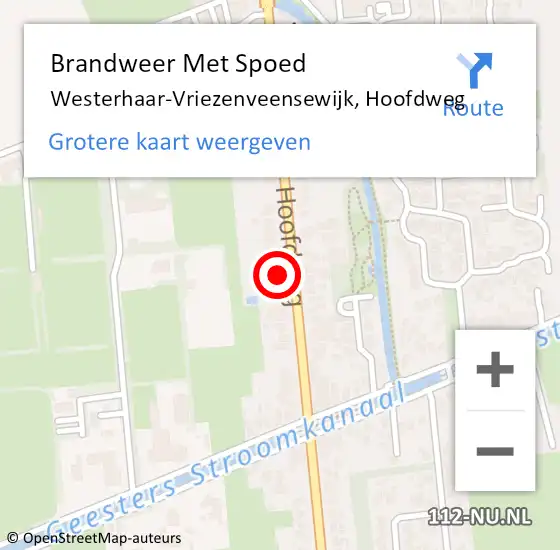 Locatie op kaart van de 112 melding: Brandweer Met Spoed Naar Westerhaar-Vriezenveensewijk, Hoofdweg op 22 februari 2024 21:53
