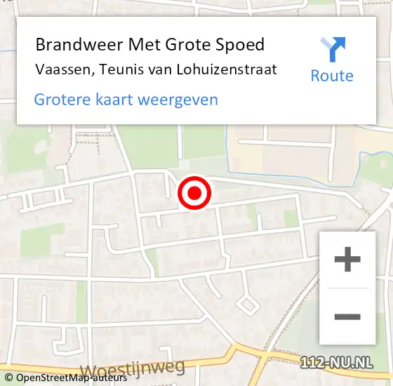 Locatie op kaart van de 112 melding: Brandweer Met Grote Spoed Naar Vaassen, Teunis van Lohuizenstraat op 22 februari 2024 22:13