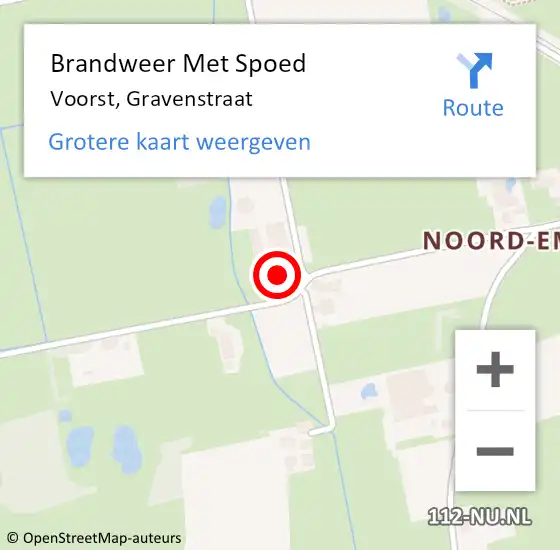 Locatie op kaart van de 112 melding: Brandweer Met Spoed Naar Voorst, Gravenstraat op 22 februari 2024 22:28