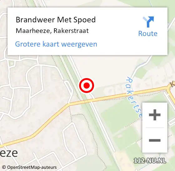 Locatie op kaart van de 112 melding: Brandweer Met Spoed Naar Maarheeze, Rakerstraat op 22 februari 2024 22:42