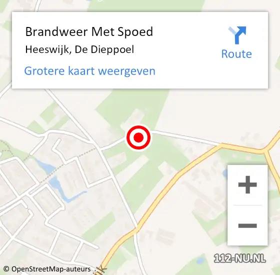 Locatie op kaart van de 112 melding: Brandweer Met Spoed Naar Heeswijk, De Dieppoel op 22 februari 2024 22:52