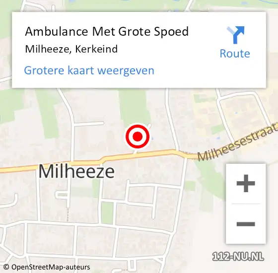 Locatie op kaart van de 112 melding: Ambulance Met Grote Spoed Naar Milheeze, Kerkeind op 26 september 2014 19:50