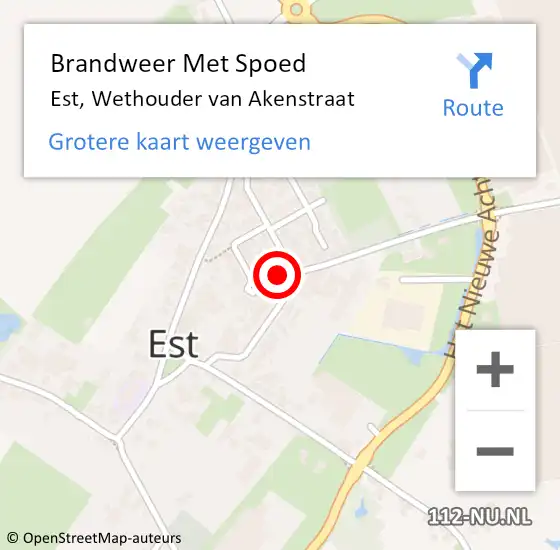 Locatie op kaart van de 112 melding: Brandweer Met Spoed Naar Est, Wethouder van Akenstraat op 22 februari 2024 23:28