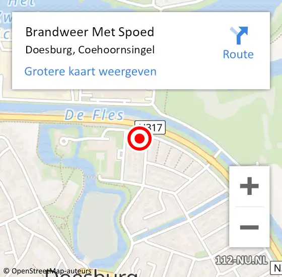 Locatie op kaart van de 112 melding: Brandweer Met Spoed Naar Doesburg, Coehoornsingel op 22 februari 2024 23:35