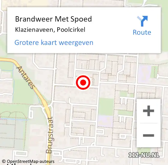 Locatie op kaart van de 112 melding: Brandweer Met Spoed Naar Klazienaveen, Poolcirkel op 22 februari 2024 23:36