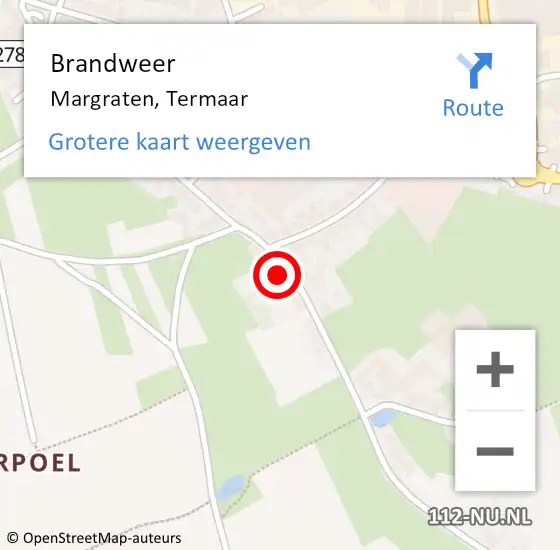 Locatie op kaart van de 112 melding: Brandweer Margraten, Termaar op 26 september 2014 19:54