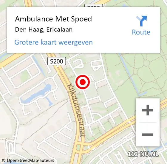 Locatie op kaart van de 112 melding: Ambulance Met Spoed Naar Den Haag, Ericalaan op 23 februari 2024 00:17