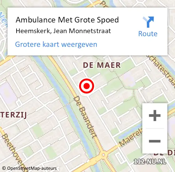 Locatie op kaart van de 112 melding: Ambulance Met Grote Spoed Naar Heemskerk, Jean Monnetstraat op 23 februari 2024 00:18