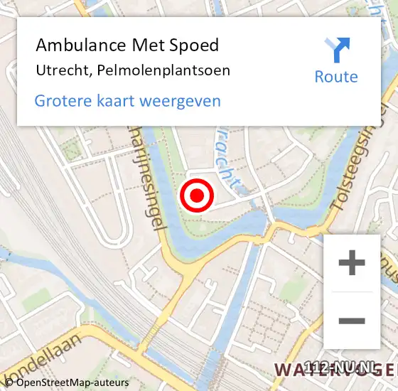 Locatie op kaart van de 112 melding: Ambulance Met Spoed Naar Utrecht, Pelmolenplantsoen op 26 september 2014 19:55