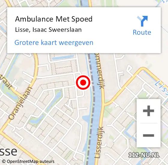 Locatie op kaart van de 112 melding: Ambulance Met Spoed Naar Lisse, Isaac Sweerslaan op 23 februari 2024 01:08