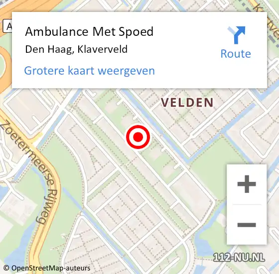 Locatie op kaart van de 112 melding: Ambulance Met Spoed Naar Den Haag, Klaverveld op 23 februari 2024 01:19