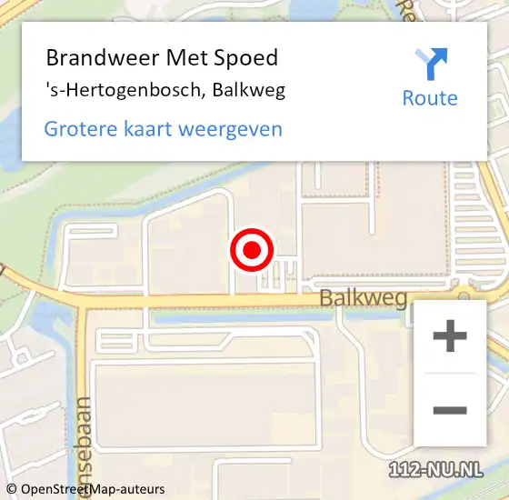Locatie op kaart van de 112 melding: Brandweer Met Spoed Naar 's-Hertogenbosch, Balkweg op 23 februari 2024 01:22