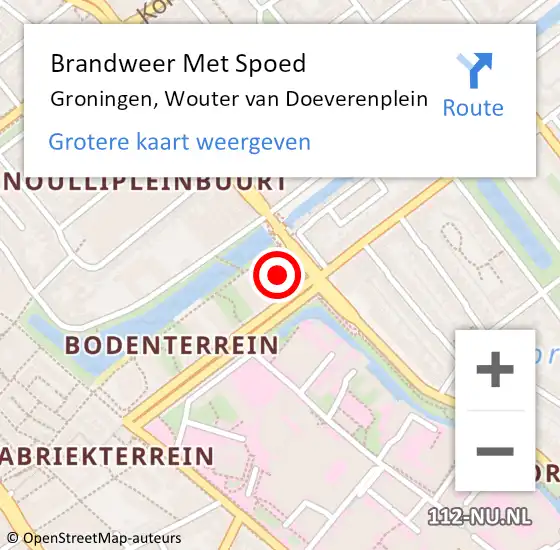 Locatie op kaart van de 112 melding: Brandweer Met Spoed Naar Groningen, Wouter van Doeverenplein op 23 februari 2024 02:09