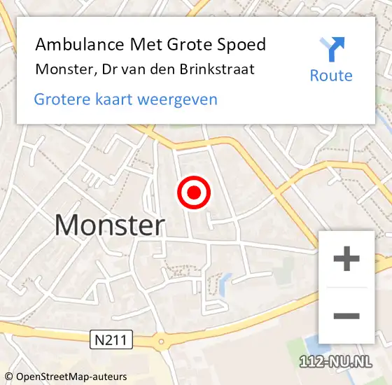 Locatie op kaart van de 112 melding: Ambulance Met Grote Spoed Naar Monster, Dr van den Brinkstraat op 23 februari 2024 02:59