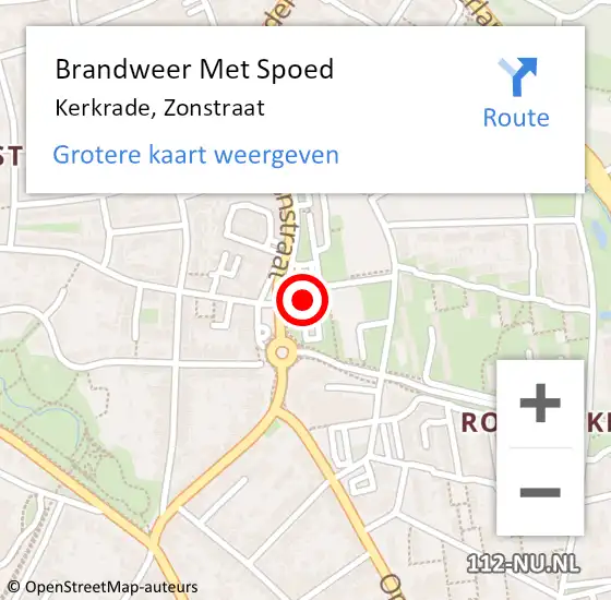 Locatie op kaart van de 112 melding: Brandweer Met Spoed Naar Kerkrade, Zonstraat op 23 februari 2024 03:33