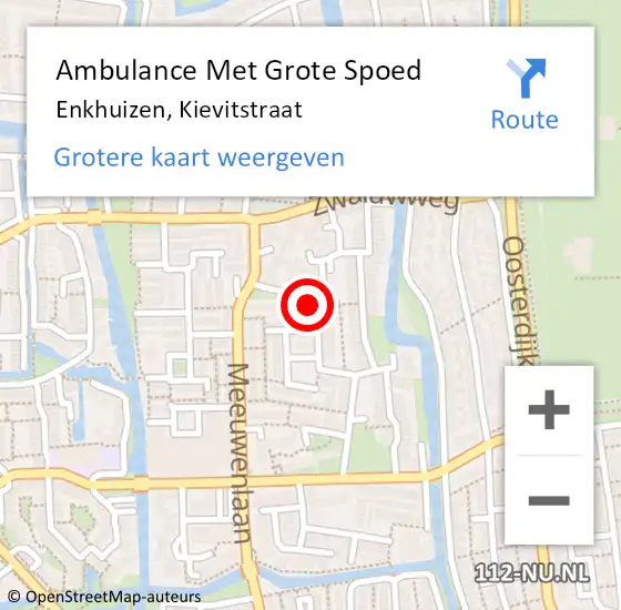 Locatie op kaart van de 112 melding: Ambulance Met Grote Spoed Naar Enkhuizen, Kievitstraat op 23 februari 2024 03:50