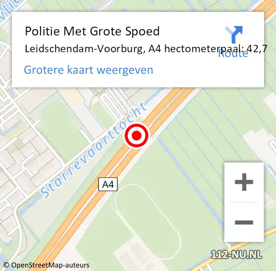 Locatie op kaart van de 112 melding: Politie Met Grote Spoed Naar Leidschendam-Voorburg, A4 hectometerpaal: 42,7 op 23 februari 2024 04:54