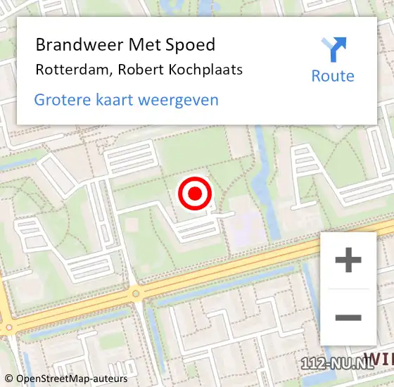 Locatie op kaart van de 112 melding: Brandweer Met Spoed Naar Rotterdam, Robert Kochplaats op 23 februari 2024 05:09