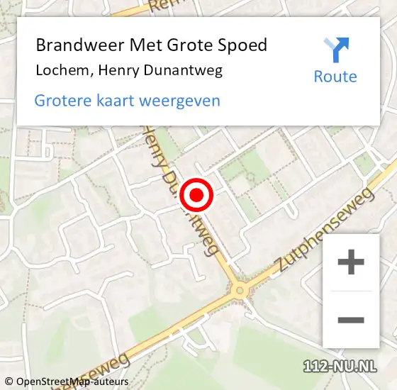 Locatie op kaart van de 112 melding: Brandweer Met Grote Spoed Naar Lochem, Henry Dunantweg op 23 februari 2024 05:21