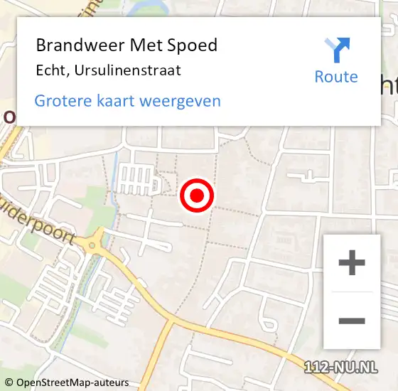 Locatie op kaart van de 112 melding: Brandweer Met Spoed Naar Echt, Ursulinenstraat op 23 februari 2024 06:45