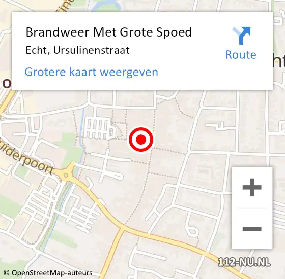 Locatie op kaart van de 112 melding: Brandweer Met Grote Spoed Naar Echt, Ursulinenstraat op 23 februari 2024 06:47