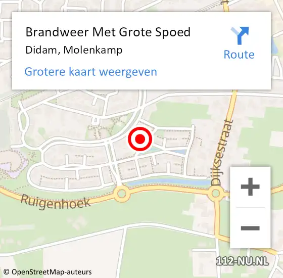 Locatie op kaart van de 112 melding: Brandweer Met Grote Spoed Naar Didam, Molenkamp op 23 februari 2024 06:53