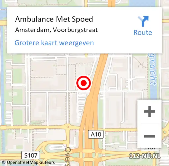Locatie op kaart van de 112 melding: Ambulance Met Spoed Naar Amsterdam, Voorburgstraat op 23 februari 2024 07:44