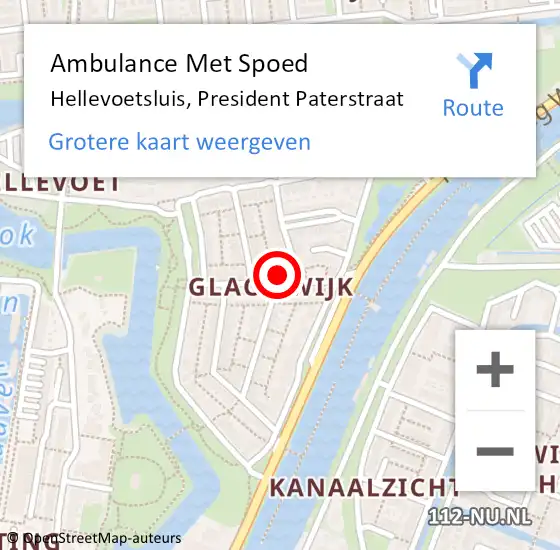 Locatie op kaart van de 112 melding: Ambulance Met Spoed Naar Hellevoetsluis, President Paterstraat op 23 februari 2024 08:07