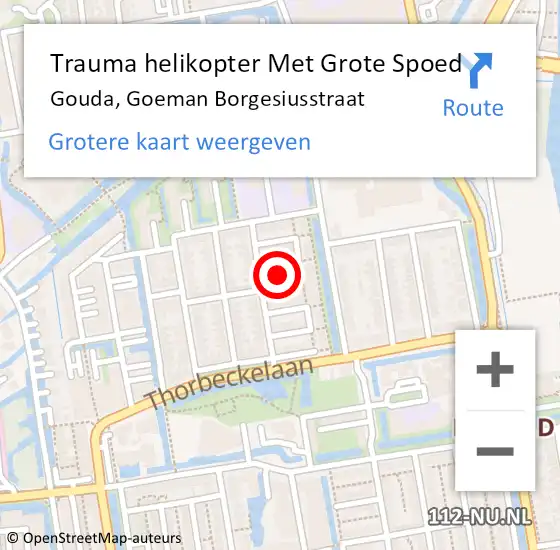 Locatie op kaart van de 112 melding: Trauma helikopter Met Grote Spoed Naar Gouda, Goeman Borgesiusstraat op 23 februari 2024 08:38