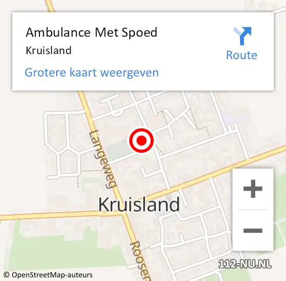 Locatie op kaart van de 112 melding: Ambulance Met Spoed Naar Kruisland op 23 februari 2024 09:19